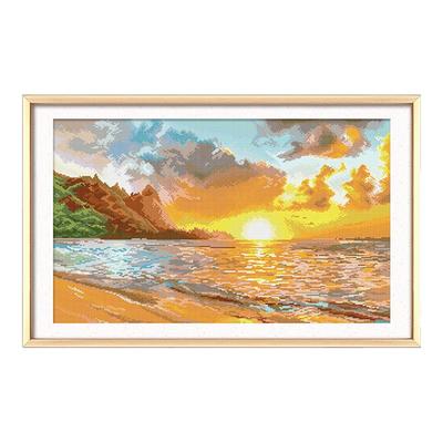 ks十字绣2025年新款现代客厅挂画手工自己绣满绣黄昏景色海上日落