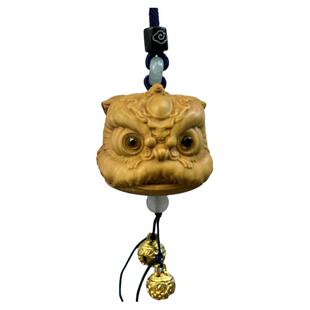 黄杨木雕醒狮头国潮瑞兽貔貅吊坠挂件文玩手把件男士随身盘玩物件