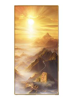 日出东方玄关画泰山画靠山图无水走廊过道尽头竖版挂画高级感壁画