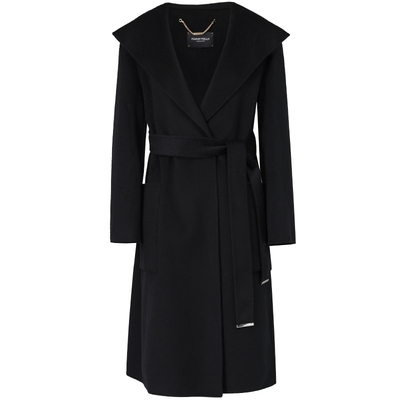 商场同款仿佛山羊绒毛呢大衣黑色