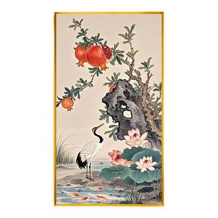 多子多福十字绣玄关竖版满绣白鹤送福家和万事兴手工DIY制作刺绣