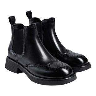 fed黑色烟筒靴秋季新款女靴英伦风短靴真皮切尔西靴女D0907-ZC069