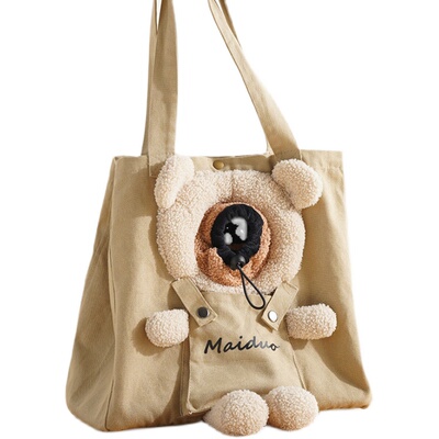 便携外出可露头单肩帆布猫包