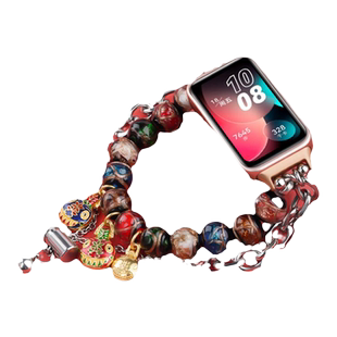 玩物尚智适用华为手环8香灰琉璃手串8代nfc智能运动手表new新款男女款手串如意吉祥个性替换带配件