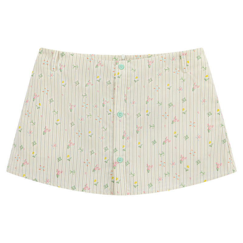 riverstone plus 碎花条纹排扣裙裤女宽松百搭设计感显瘦a字短裙