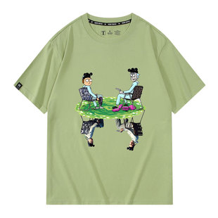 绝命毒师瑞克和莫蒂联名同款杰西夏短袖T恤男装宽松纯棉衣服休闲