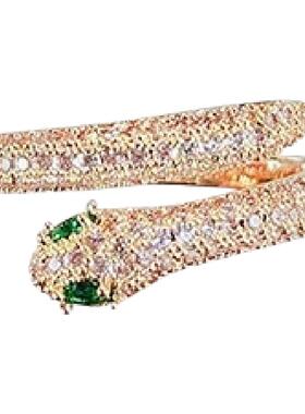 法国代奢品新款微镶锆石轻奢灵蛇形开口戒女食指戒配饰个性女戒指