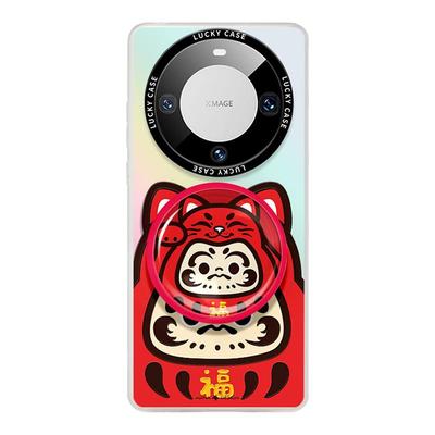 招财达摩适用华为Mate60pro手机壳磁吸mate50支架p60保护套mt40e女款p40全包防摔龙年硅胶mt30新款卡通p50