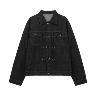 BIPOLAR撞钉飞机扣工装原牛外套Cleanfit男简约机能宽松牛仔上衣