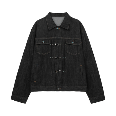 BIPOLAR撞钉飞机扣原牛牛仔外套