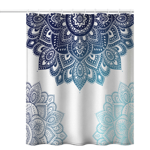印度民族风浴帘免打孔套装浴室隔水帘洗澡防水布挂环遮挡帘门帘子