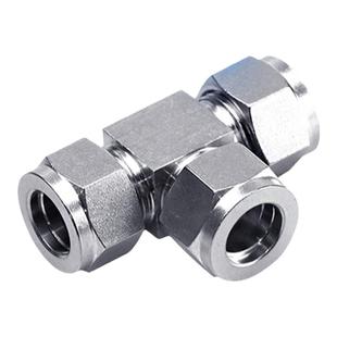 304不锈钢卡套接头 卡套三通中间接头双卡套三通等径卡套三通8 10