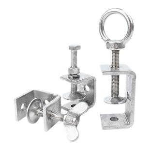 304不锈钢老虎夹子U型C型夹管卡钢管方形固定夹具手拧吊环夹紧器