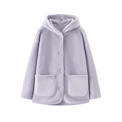 森马仿羊羔毛两面穿中长款外套女