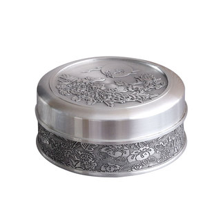 50g月韵锡盒普洱茶盒小号便携浮雕工艺999纯锡精品茶叶罐商务礼品