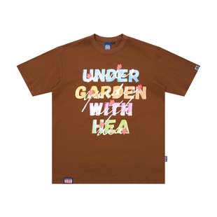 HEA x UNDERGARDEN联名国潮渐变字母花朵纯棉短袖T恤男女同款情侣