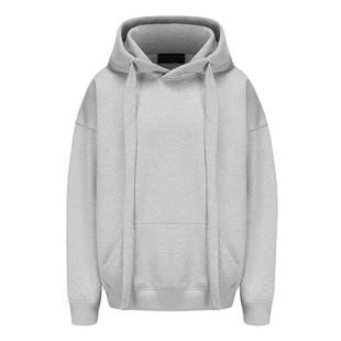 SAINT MASTER飘带廓形宽松套头连帽纯色卫衣2025秋冬新款外套帽衫