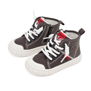 m1m2西班牙童鞋儿童帆布鞋加绒中帮侧拉链男童休闲棉鞋女童饼干鞋