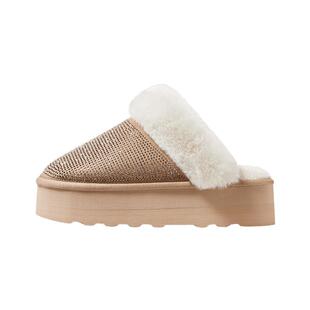 朴西星辰棉拖鞋女厚底增高冬季保暖家居室内烫钻毛绒拖鞋可户外