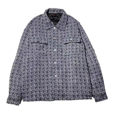 oversize编织千鸟格夹克衫