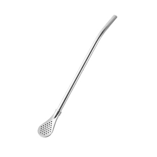 加长吸管勺子不锈钢奶茶搅拌过滤一体两用环保粗金属非一次性