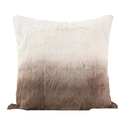 ELINLONYAIN白咖色渐变兔毛抱枕