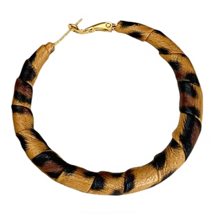 CIX面包/豹纹夸张大圈耳夹蚊香盘耳夹无耳洞耳钉复古耳环秋冬耳饰