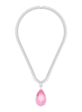 法式轻奢高级感粉钻水滴新娘婚礼晚宴礼服项链生日派对锁骨链小众