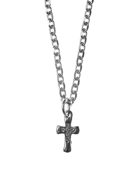 GuangYu金色镶钻十字架项链男钛钢嘻哈潮流简约百搭配饰毛衣链女