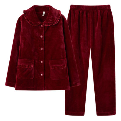 芬腾秋冬季珊瑚绒保暖睡衣家居服