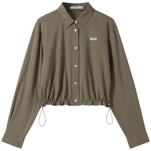 OCHIRLY欧时力 莱赛尔宽松衬衫防晒短外套木耳褶高级夏季