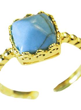 优化绿松石原矿戒指女复古闺蜜