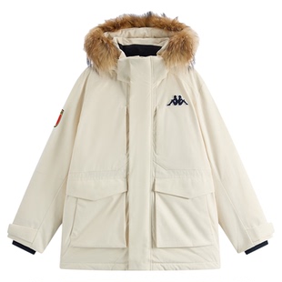 Kappa卡帕背靠背羽绒服男女冬季新款貂子毛户外保暖防风四防外套