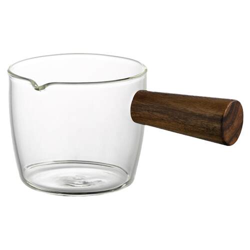 米立风物意式浓缩咖啡杯木柄玻璃小奶盅酱汁盅迷你奶罐shot萃取杯