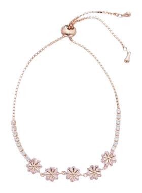 粉色锆石几何圆形抽拉式手链复古ins小众气质手环轻奢高级感手饰