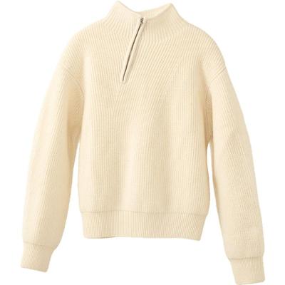 WHM轻盈粗针拉链慵懒套头针织衫