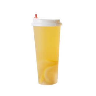 90口径奶茶杯子带盖500/600ml700磨砂注塑光杯商用定制logo
