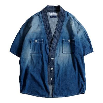 FDMTL道袍牛仔短袖衬衫
