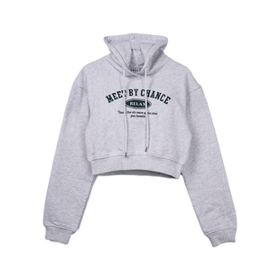 A21A21女装针织宽松合体连帽落肩长袖落肩卫衣短装衫套头上衣