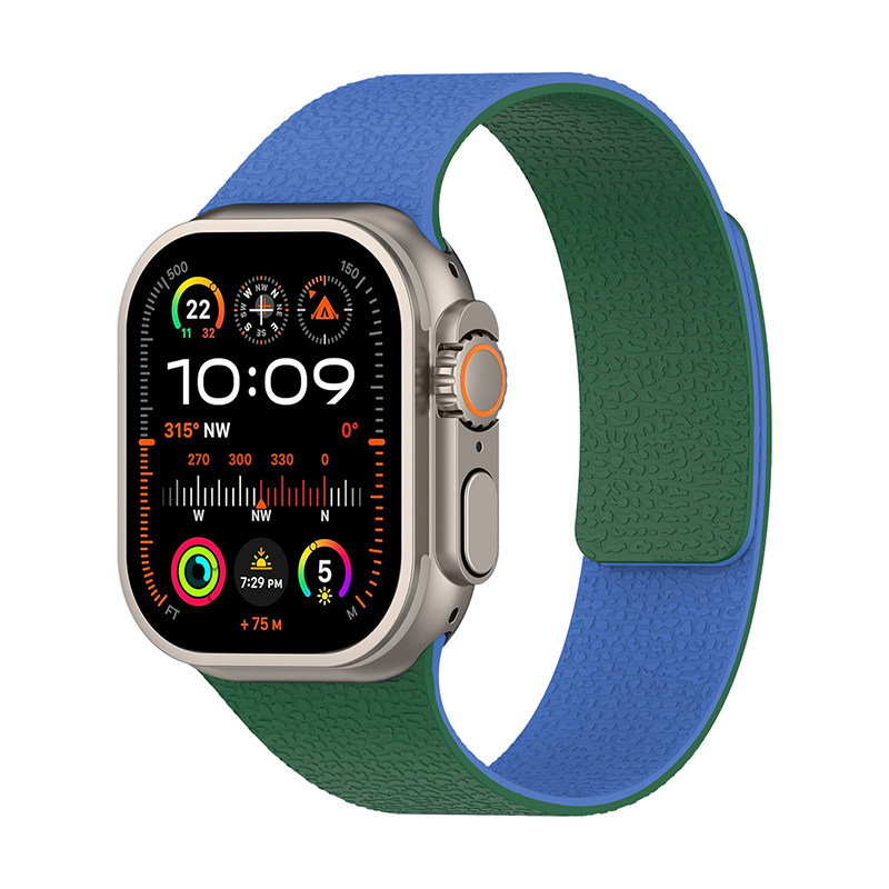 适用iWatch荔枝纹磁吸硅胶表带s9