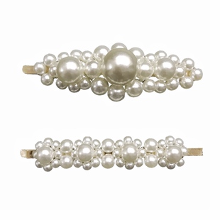 韩国东大门高级感珍珠侧边发夹大号巴洛克复古女一字夹发饰发卡