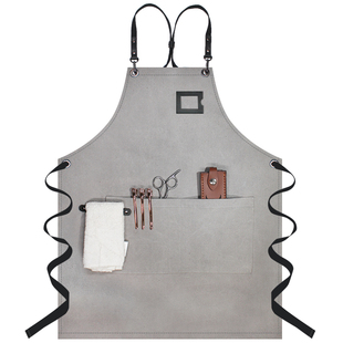 时尚帆布围裙定制咖啡师烘焙餐饮厨房美发园艺男士防水高端工作服