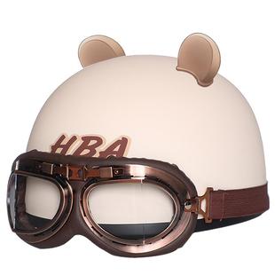 HBA电动车骑行头盔女3C认证四季安全帽冬季保暖可爱电瓶车半盔