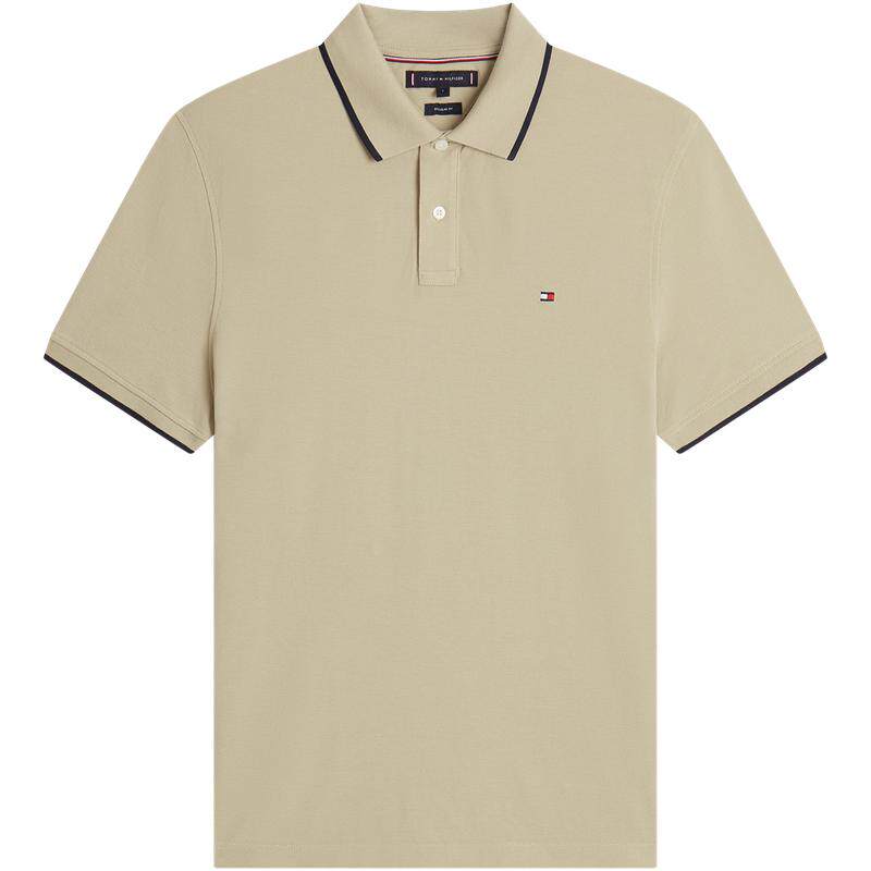 Tommy男装纯棉珠地网眼镶边POLO