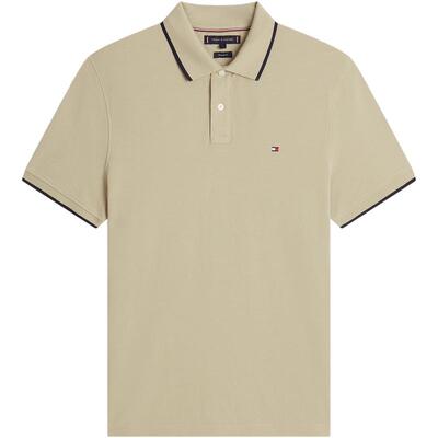 Tommy男装纯棉珠地网眼镶边POLO