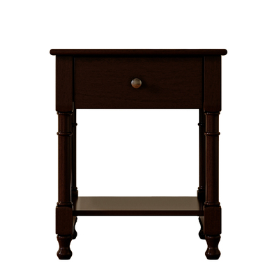 法式复古全实木床头柜中古风卧室胡桃色收纳置物柜美式单抽储物柜