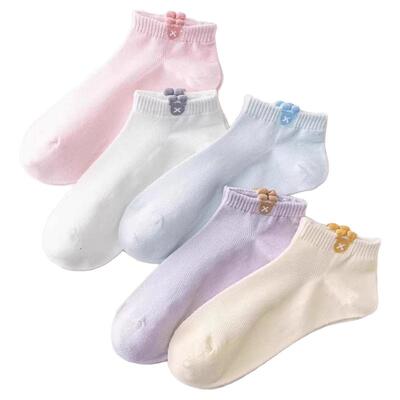 袜子女短袜ins潮夏季薄款纯棉白色女士短筒袜日系可爱卡通船袜