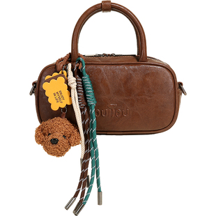 TOUTOU新款保龄球包大容量手提波士顿包小众百搭通勤单肩斜挎包女