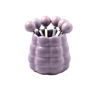 舍里轻奢水果叉收纳罐套装家用304不锈钢小叉子儿童水果签水果插