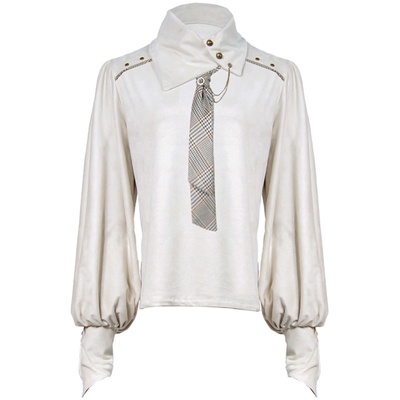 斜领奶油绒面套头长袖上衣打底衫